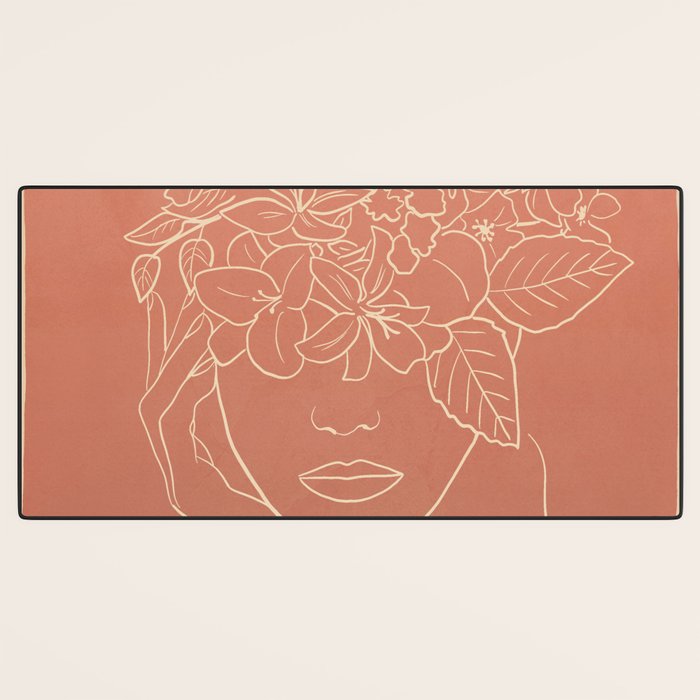 WOMAN WITH FLOWERS 7 Line Art 2 Desk Mat Gallery Image 3