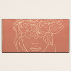 WOMAN WITH FLOWERS 7 Line Art 2 Desk Mat Gallery Image 3