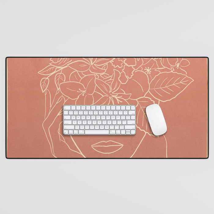 WOMAN WITH FLOWERS 7 Line Art 2 Desk Mat Gallery Image 1