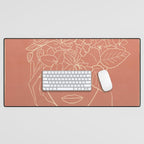 WOMAN WITH FLOWERS 7 Line Art 2 Desk Mat Gallery Image 1