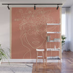 WOMAN WITH FLOWERS 7 Line Art 2 Wall Mural Gallery Image 1