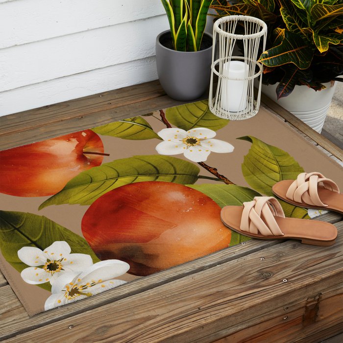 Apples Botanical Art 2 Outdoor Rug Gallery Image 2