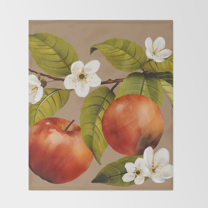 Apples Botanical Art 2 Throw Blanket Gallery Image 2