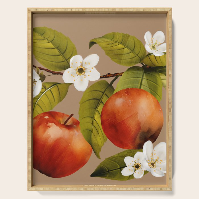 Apples Botanical Art 2 Serving Tray Gallery Image 1