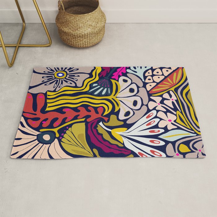 Playful flowers illustration Rug Gallery Image 1