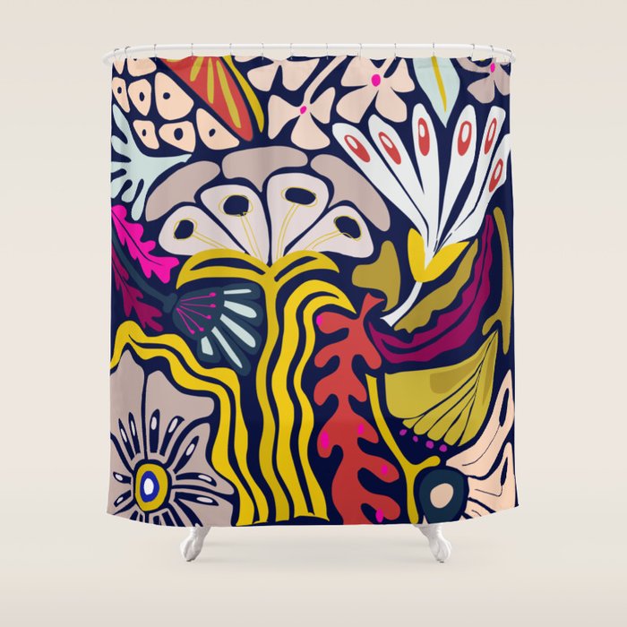 Playful flowers illustration Shower Curtain Gallery Image 1