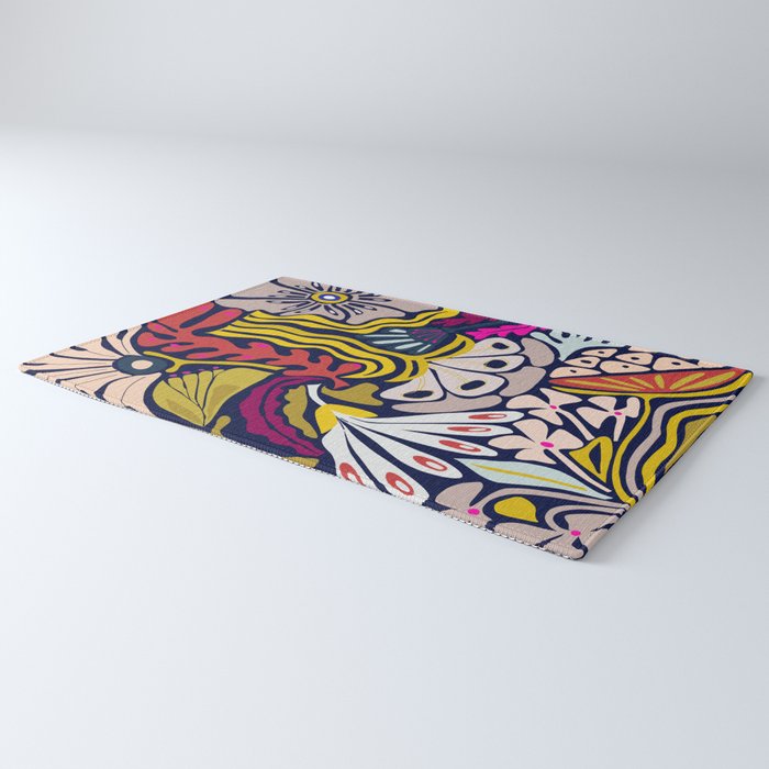 Playful flowers illustration Rug Gallery Image 3