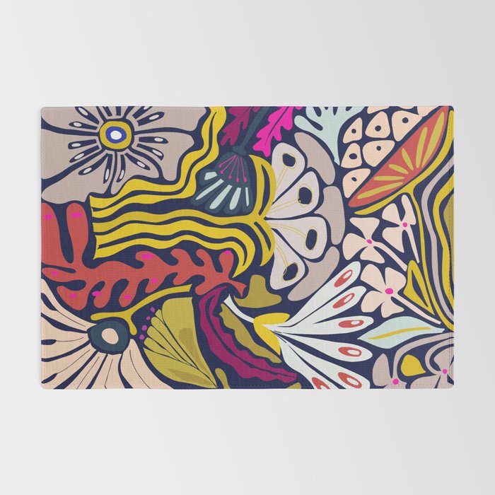 Playful flowers illustration Rug Gallery Image 2