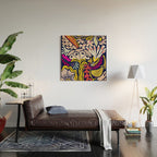 Playful flowers illustration Wood Wall Art Gallery Image 2
