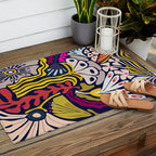 Playful flowers illustration Outdoor Rug Gallery Image 2