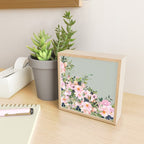 Floral Watercolor, Roses, Green and Pink Mini Art Print Gallery Image 2