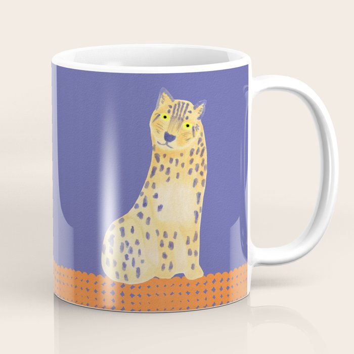 Relaxing Leopard - Orange and Very Peri Coffee Mug Gallery Image 1