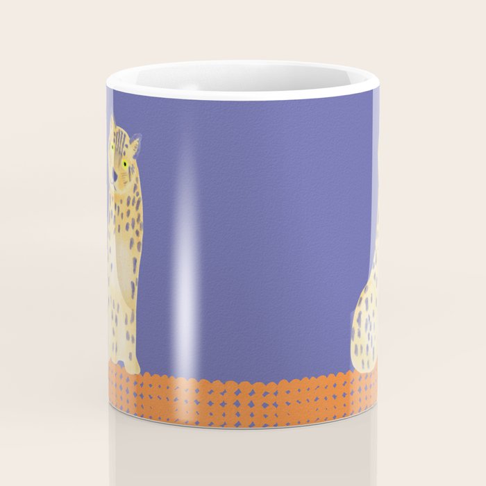 Relaxing Leopard - Orange and Very Peri Coffee Mug Gallery Image 4