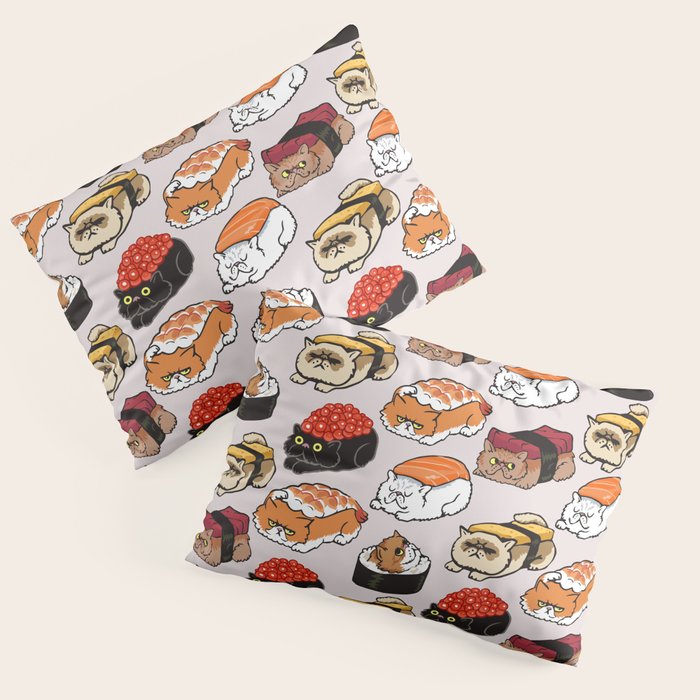 Sushi Persian Cat Pillow Sham Gallery Image 1