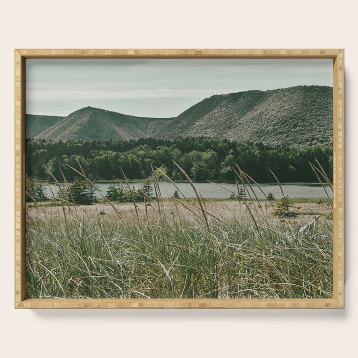 Distant Mountains nature landscape photograph Serving Tray Gallery Image 1