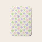 Colorful retro flower checkered pattern Bath Mat Gallery Image 1