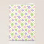 Colorful retro flower checkered pattern Stationery Card Gallery Image 2
