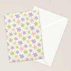 Colorful retro flower checkered pattern Stationery Card Gallery Image 2
