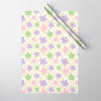 Colorful retro flower checkered pattern Wrapping Paper Gallery Image 1