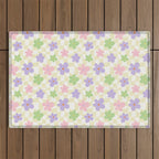 Colorful retro flower checkered pattern Outdoor Rug Gallery Image 1