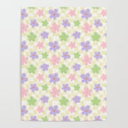 Colorful retro flower checkered pattern Poster Gallery Image 4
