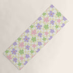 Colorful retro flower checkered pattern Yoga Mat Gallery Image 1