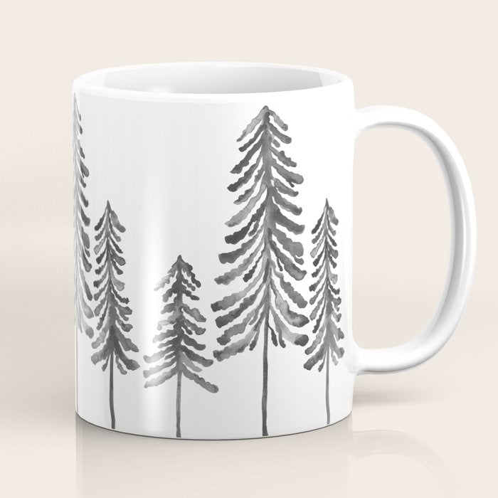 Pine Trees â Black Ink Coffee Mug Gallery Image 1
