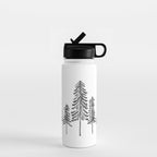 Pine Trees - Black Ink Water Bottle Gallery Image 1