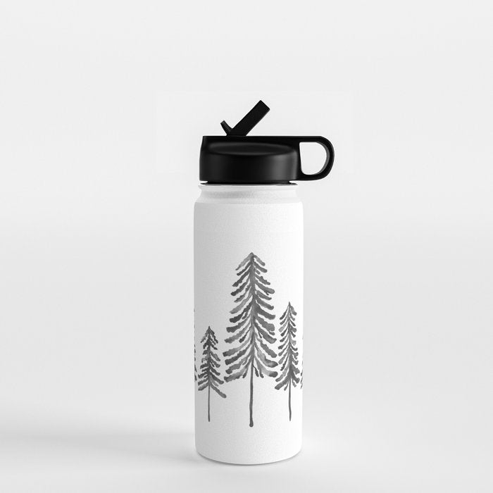 Pine Trees - Black Ink Water Bottle Gallery Image 1