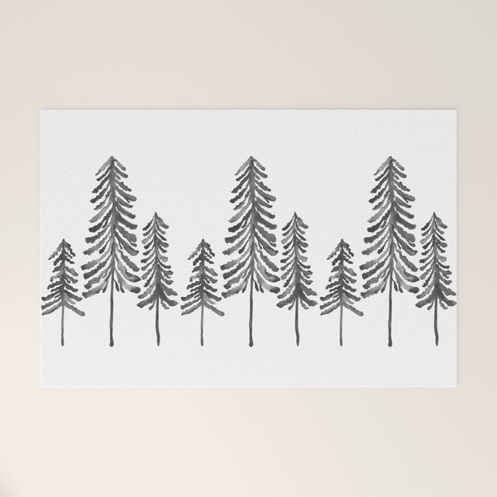 Pine Trees - Black Ink Welcome Mat Gallery Image 1