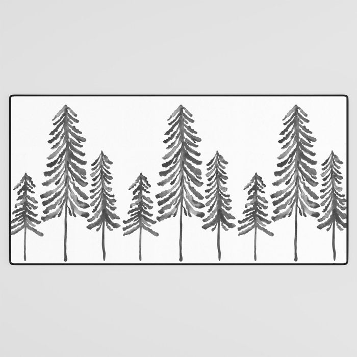 Pine Trees - Black Ink Desk Mat Gallery Image 3