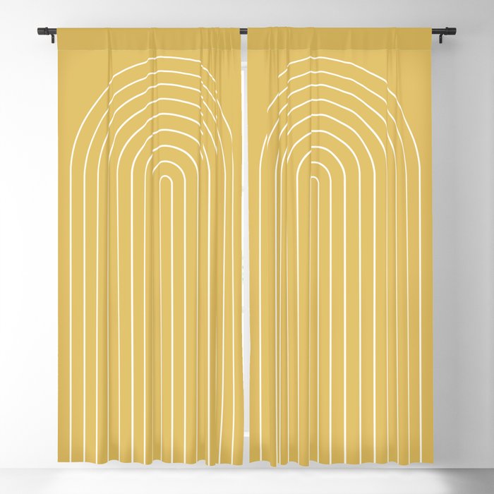 Minimal Arch XXXV Sunshine Yellow Modern Geometric Lines Window Curtain Gallery Image 5