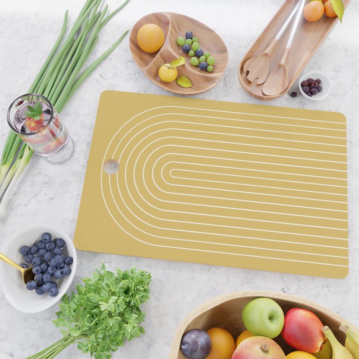 Minimal Arch XXXV Sunshine Yellow Modern Geometric Lines Cutting Board Gallery Image 2