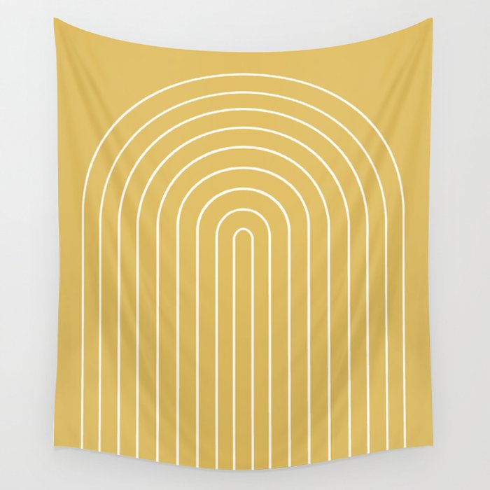 Minimal Arch XXXV Sunshine Yellow Modern Geometric Lines Wall Tapestry Gallery Image 4