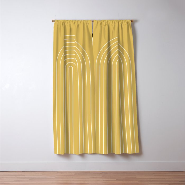 Minimal Arch XXXV Sunshine Yellow Modern Geometric Lines Window Curtain Gallery Image 3