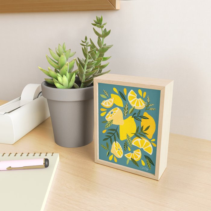 Lemon Blooms â Blue Mini Art Print Gallery Image 2