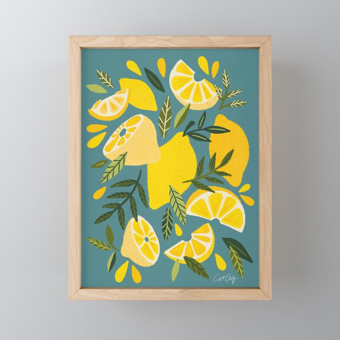Lemon Blooms â Blue Mini Art Print Gallery Image 1