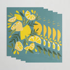 Lemon Blooms â Blue Wrapping Paper Gallery Image 3