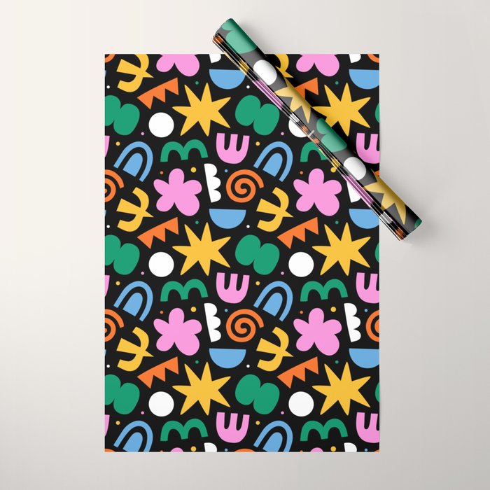 Colorful abstract organic shape doodle pattern Wrapping Paper Gallery Image 1