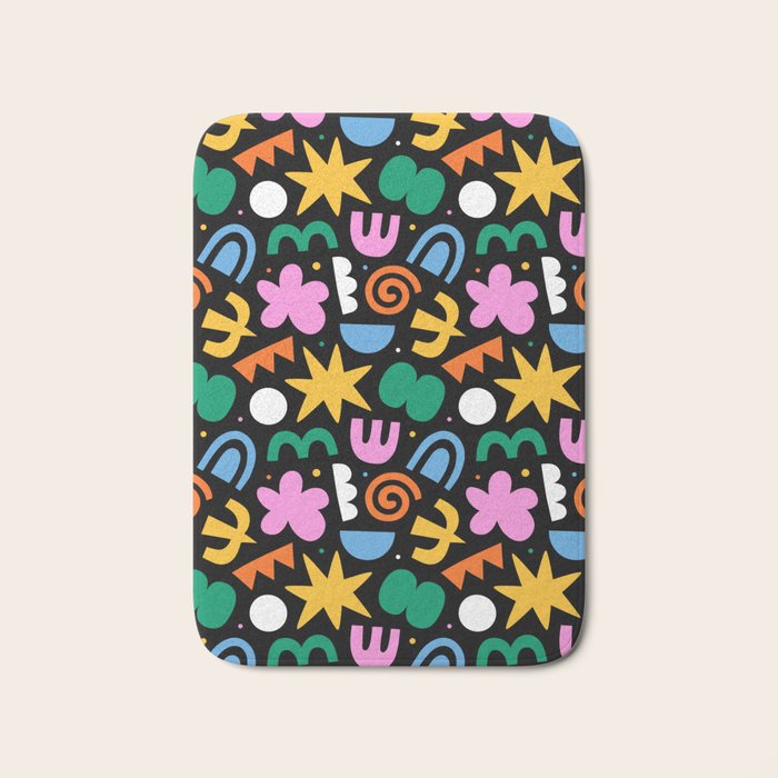 Colorful abstract organic shape doodle pattern Bath Mat Gallery Image 1