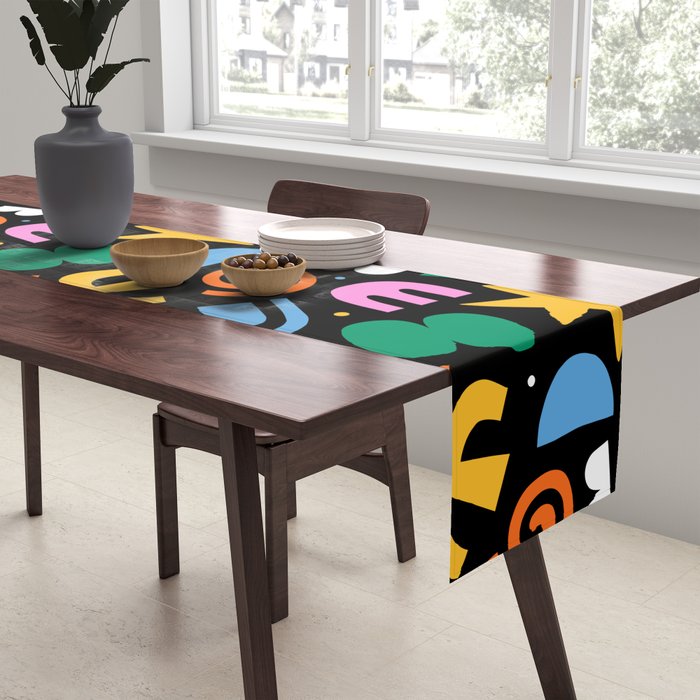 Colorful abstract organic shape doodle pattern Table Runner Gallery Image 2