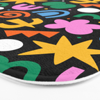 Colorful abstract organic shape doodle pattern Bath Mat Gallery Image 3