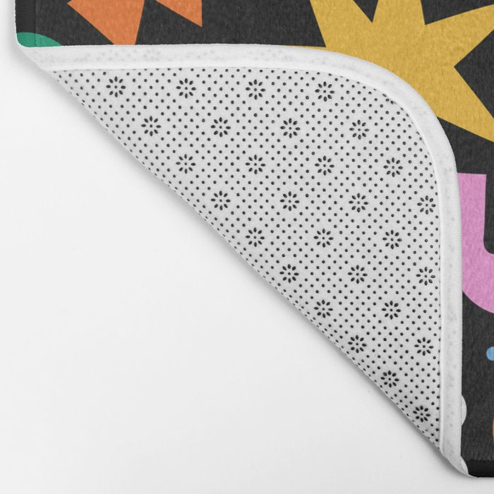 Colorful abstract organic shape doodle pattern Bath Mat Gallery Image 2