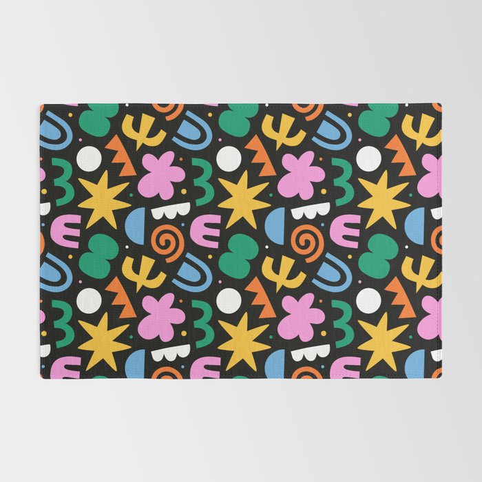 Colorful abstract organic shape doodle pattern Rug Gallery Image 2