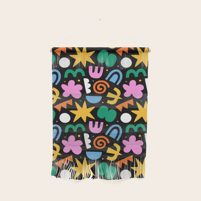 Colorful abstract organic shape doodle pattern Wall Hanging Gallery Image 1
