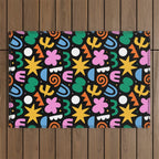 Colorful abstract organic shape doodle pattern Outdoor Rug Gallery Image 1