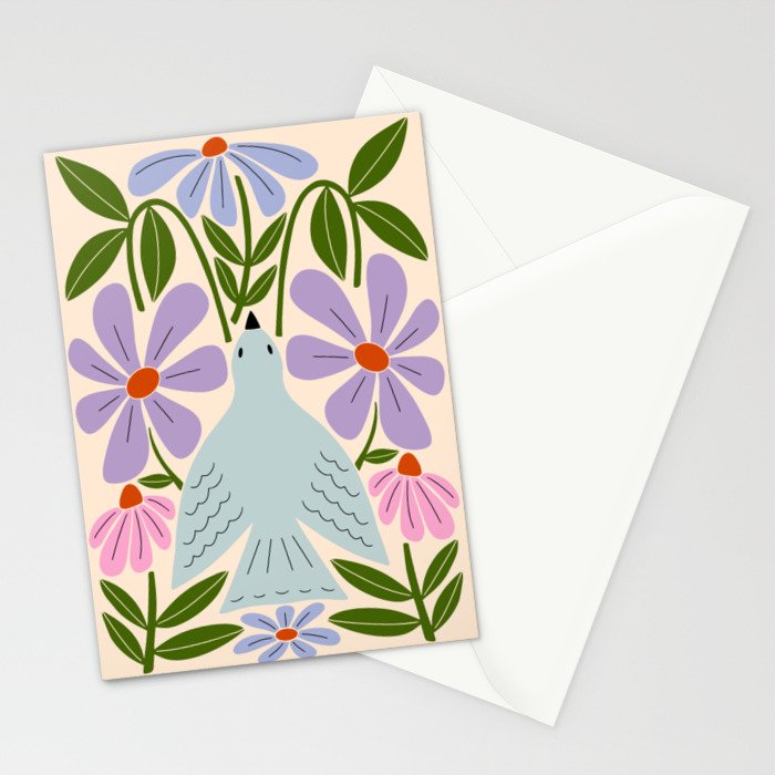 Freedom - Bird and Flowers Stationery Card Gallery Image 2