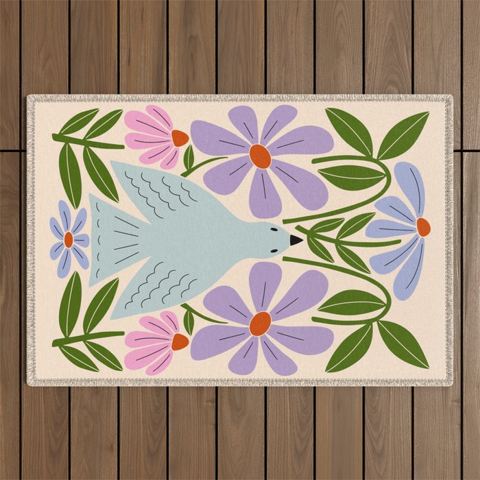 Freedom - Bird and Flowers Outdoor Rug Gallery Image 1