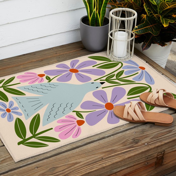 Freedom - Bird and Flowers Outdoor Rug Gallery Image 2