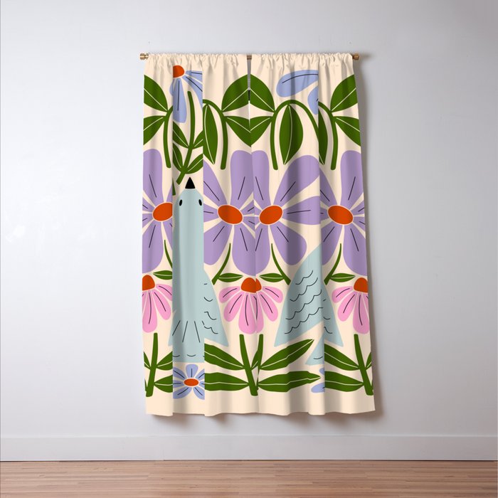Freedom - Bird and Flowers Window Curtain Gallery Image 3
